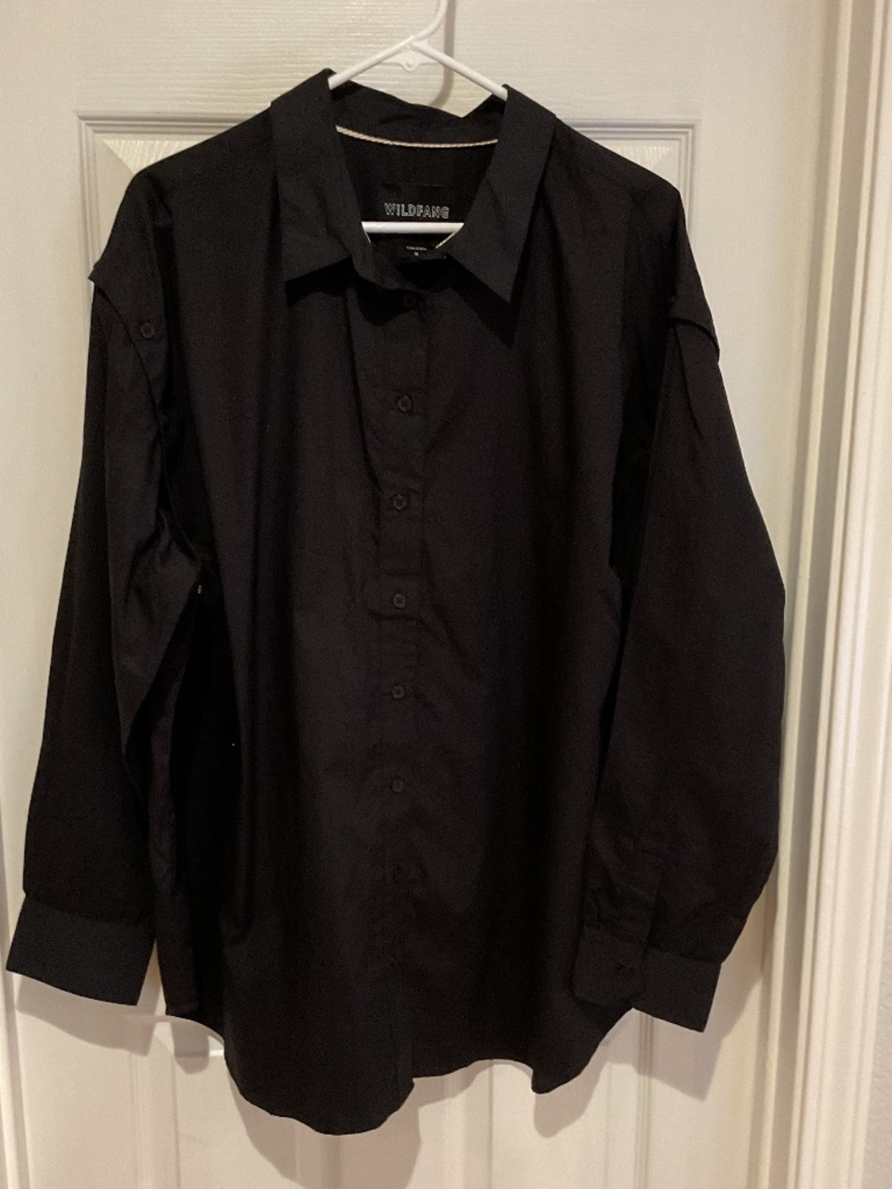 Wildfang the essential long sleeve convertible button up cotton 1x nwot black